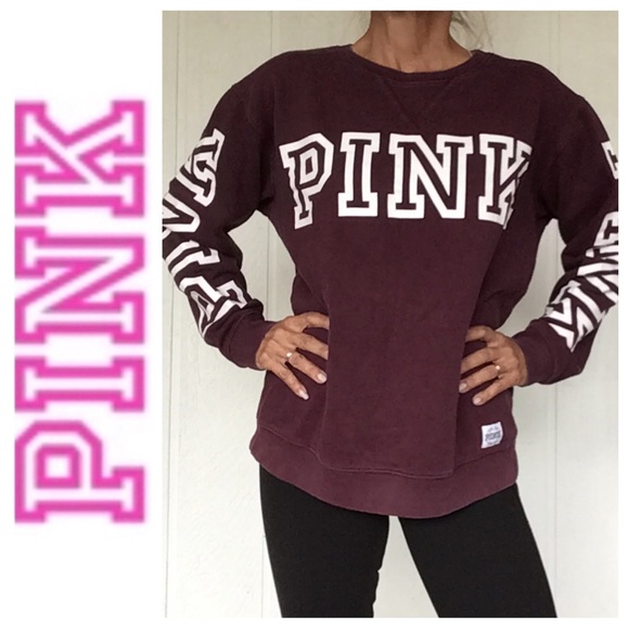 PINK VICTORIAS SECRET COLLEGIATE SWEATSHIRT PURPLE MEDIUM - Picture 1 of 14